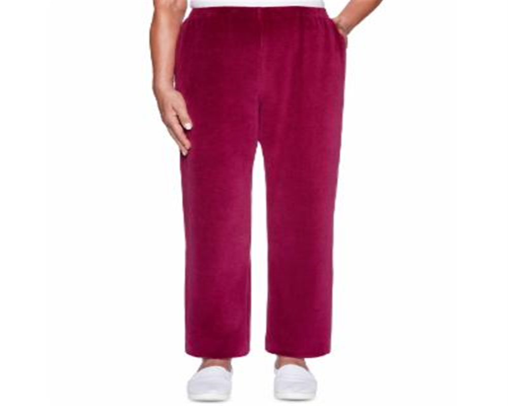 Calça de veludo feminina Alfred Dunner Idea, roxa, tamanho pequeno M