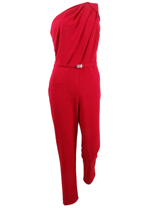 Macacão Ralph Lauren Feminino de Veludo em Jersey com Um Ombro Vermelho Tamanho 6