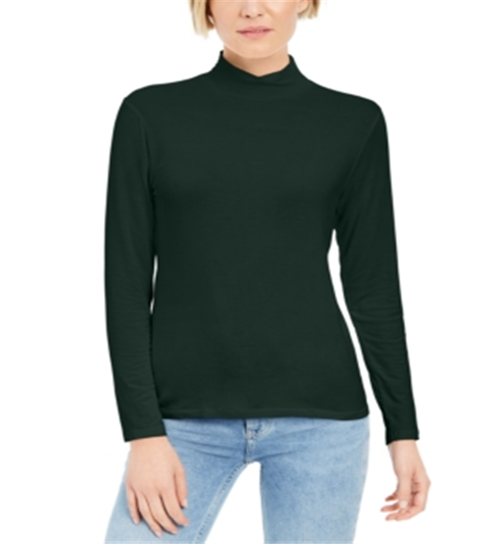 Blusa feminina com gola falsa, verde, tamanho pequeno GG, da Style &amp; Co