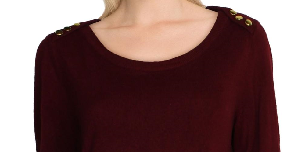 Karen Scott Suéter Feminino com Botões no Ombro Vermelho Tamanho Grande