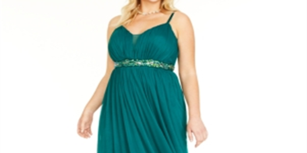 Vestido Teeze Me Feminino Trendy Plus com Acabamento em Strass Verde Tamanho 24