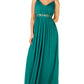 Teeze Me Vestido longo de festa feminino com alças finas e decote em V, verde, tamanho 13-14