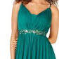 Teeze Me Vestido longo de festa feminino com alças finas e decote em V, verde, tamanho 13-14