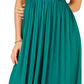 Teeze Me Vestido longo de festa feminino com alças finas e decote em V, verde, tamanho 13-14