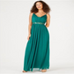 Teeze Me Vestido longo de festa feminino com alças finas e decote em V, verde, tamanho 13-14