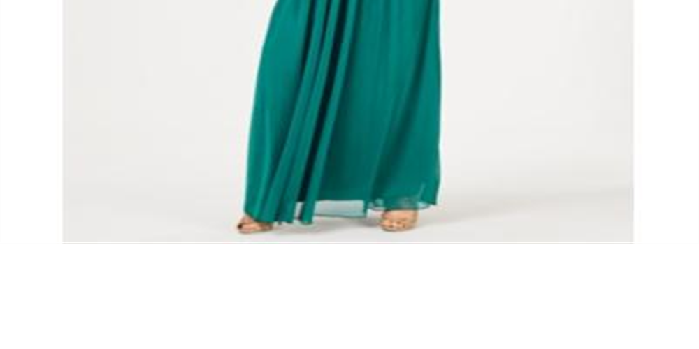Teeze Me Vestido longo de festa feminino com alças finas e decote em V, verde, tamanho 13-14