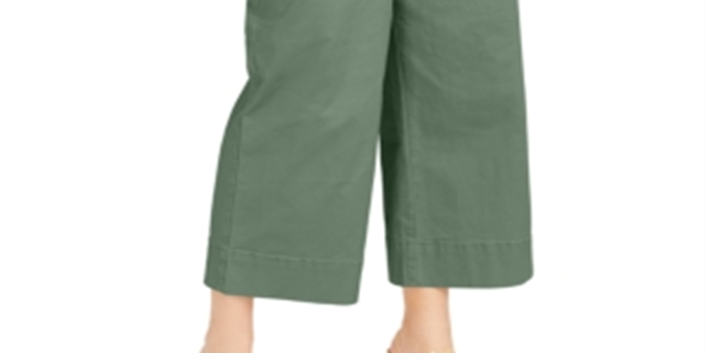 Calça Culottes Exposta de Perna Larga Feminina INC International Concepts Verde Tamanho 4