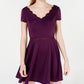 Vestido feminino City Studios de manga curta evasê, roxo, tamanho 13