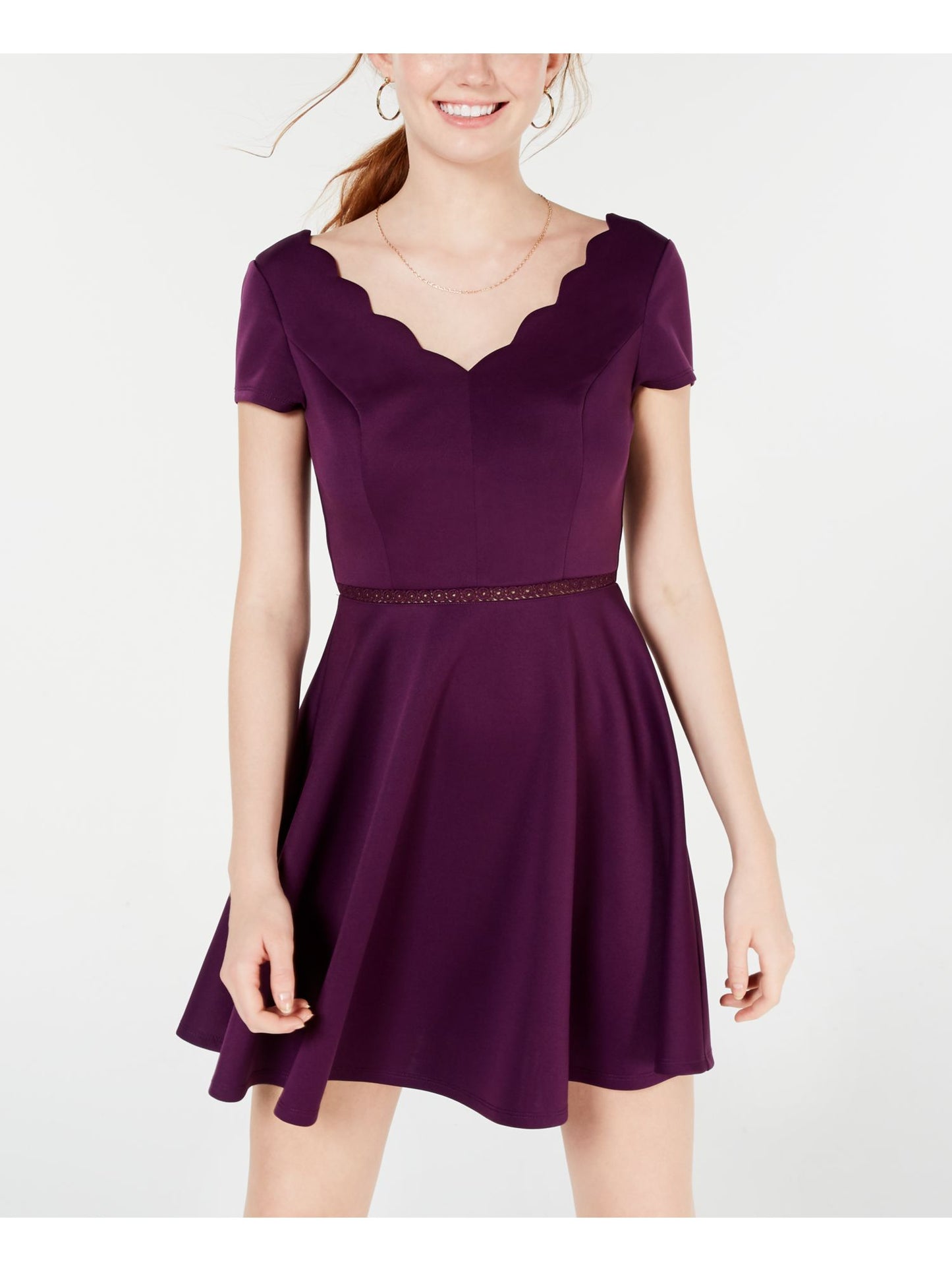 Vestido feminino City Studios de manga curta evasê, roxo, tamanho 13