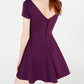 Vestido feminino City Studios de manga curta evasê, roxo, tamanho 13