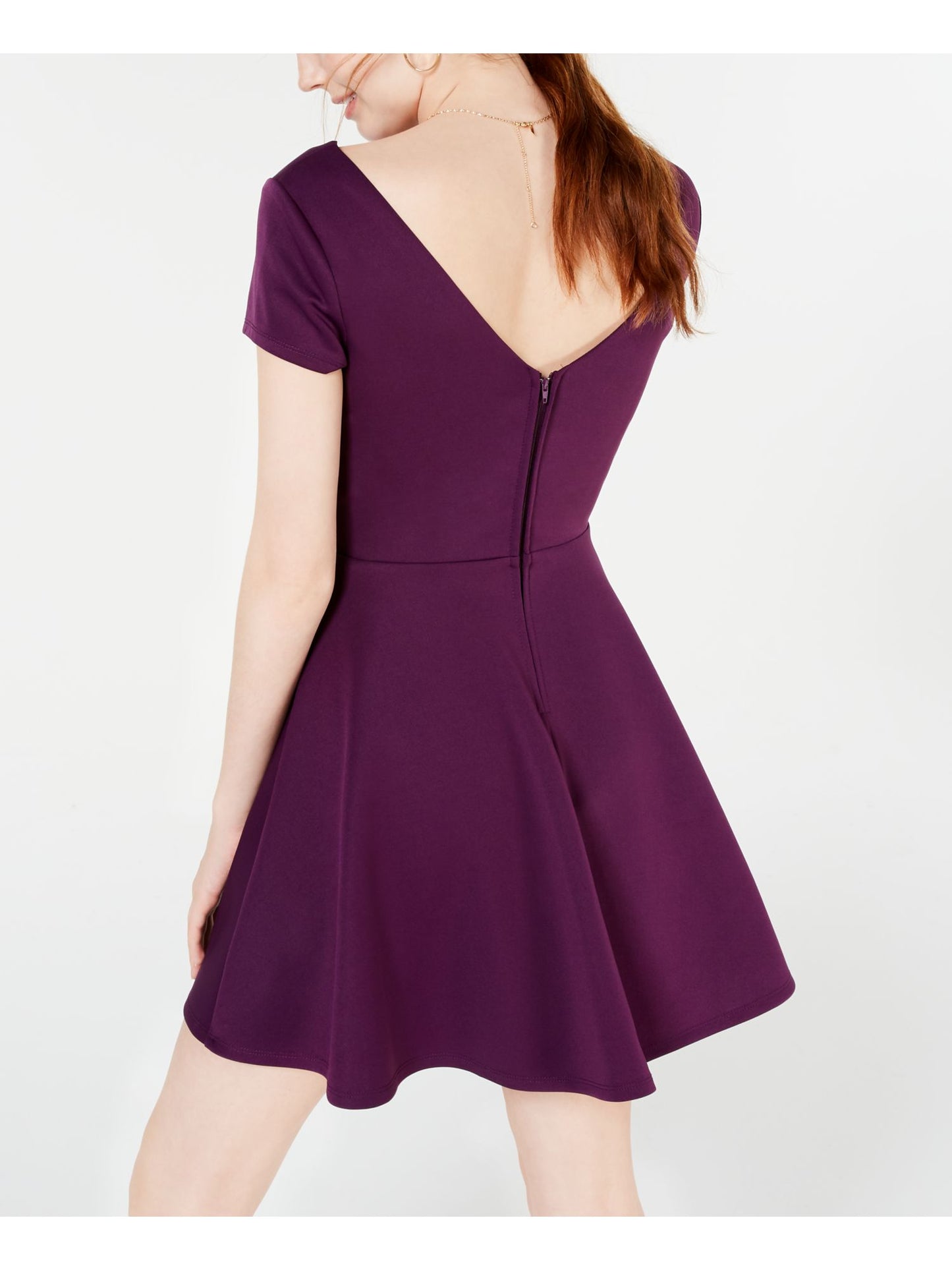 Vestido feminino City Studios de manga curta evasê, roxo, tamanho 13