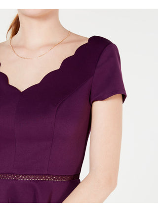 Vestido feminino City Studios de manga curta evasê, roxo, tamanho 13