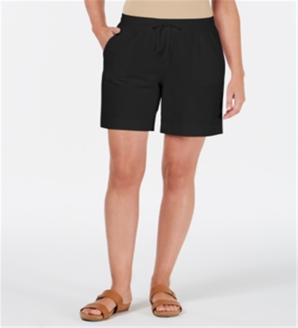 Shorts femininos Karen Scott com cordão, verde oliva, tamanho pequeno, P/M