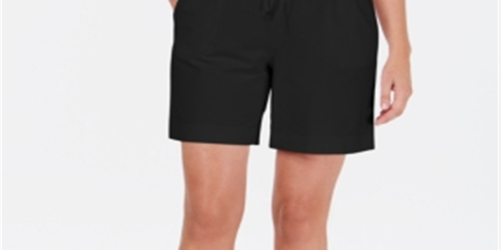 Shorts femininos Karen Scott com cordão, verde oliva, tamanho pequeno, P/M