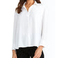 Blusa feminina Rachel Roy de manga comprida com gola e botões para usar no trabalho - branca, tamanho XX-G