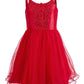 Vestido de malha com lantejoulas rosa e violeta para meninas grandes, tamanho 8, vermelho