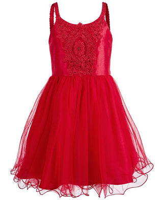 Vestido de malha com lantejoulas rosa e violeta para meninas grandes, tamanho 8, vermelho