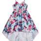 Vestido azul com estampa floral para meninas grandes, tamanho 7, edições raras