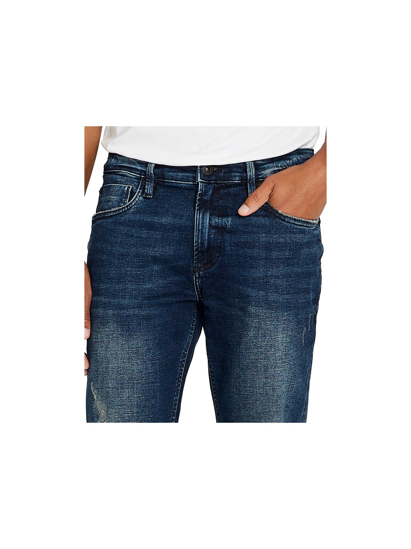 Calça jeans masculina Buffalo David Bitton com corte clássico e perna reta, azul, tamanho 34x32