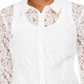 Camisa feminina de renda com botões Charter Club, branca, tamanho P