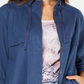 Jaqueta feminina com zíper e mangas bufantes estilo &amp; co, azul, tamanho G
