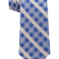 Gravata xadrez masculina Tommy Hilfiger em mistura de seda Vermont azul tamanho regular