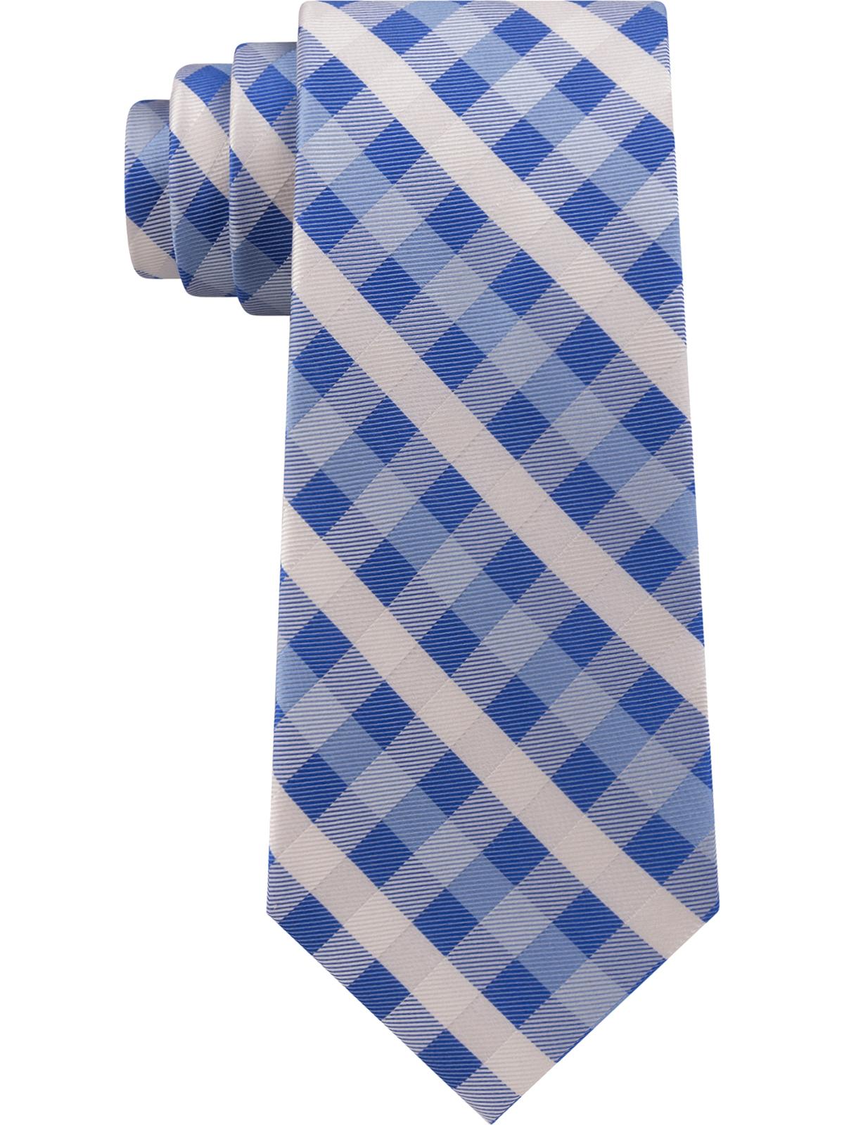 Gravata xadrez masculina Tommy Hilfiger em mistura de seda Vermont azul tamanho regular