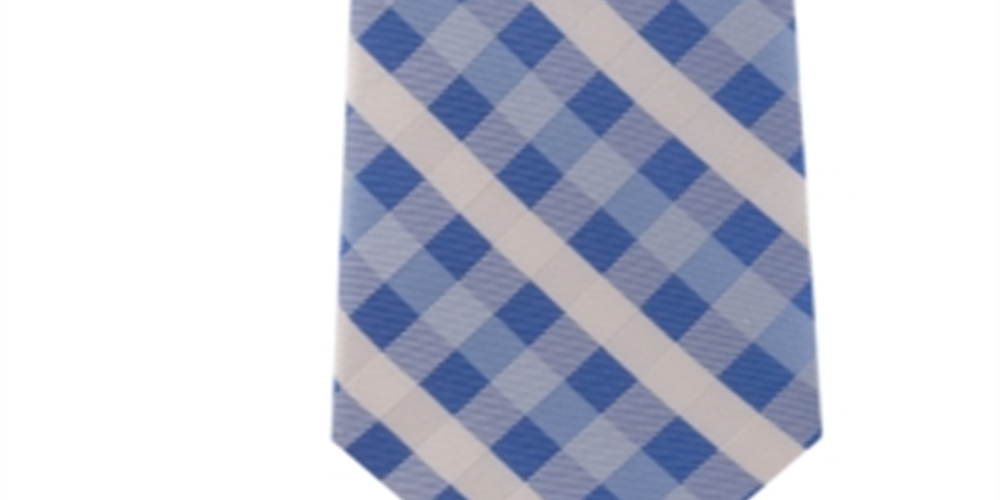 Gravata xadrez masculina Tommy Hilfiger em mistura de seda Vermont azul tamanho regular