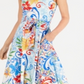 Vestido feminino Donna Ricco estampado em linha A, azul, tamanho 16