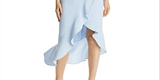 Vestido midi com babados Aqua feminino, azul, tamanho 12