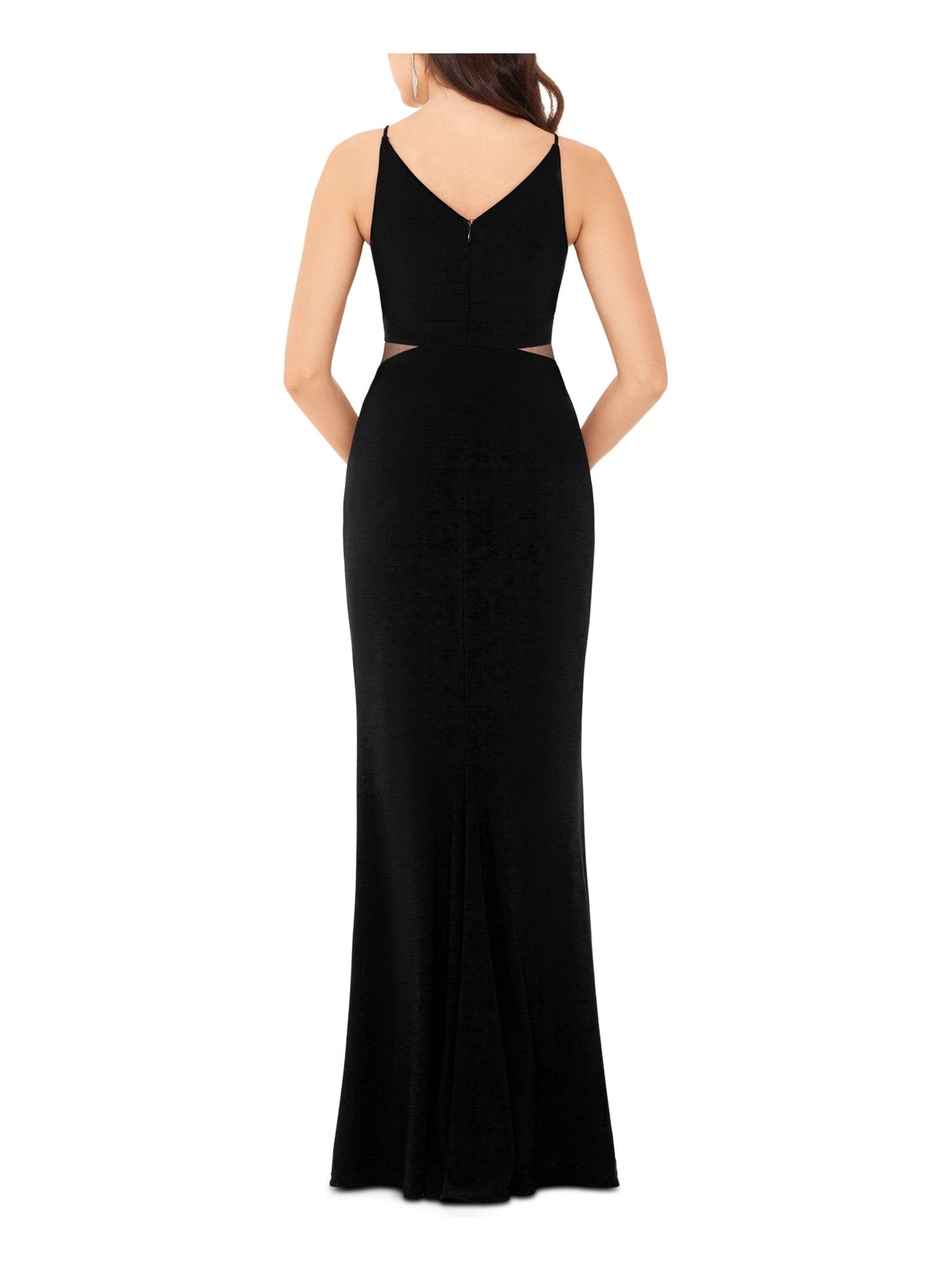 Vestido de festa longo com alças finas e decote em V, preto, tamanho 8, Xscape, feminino