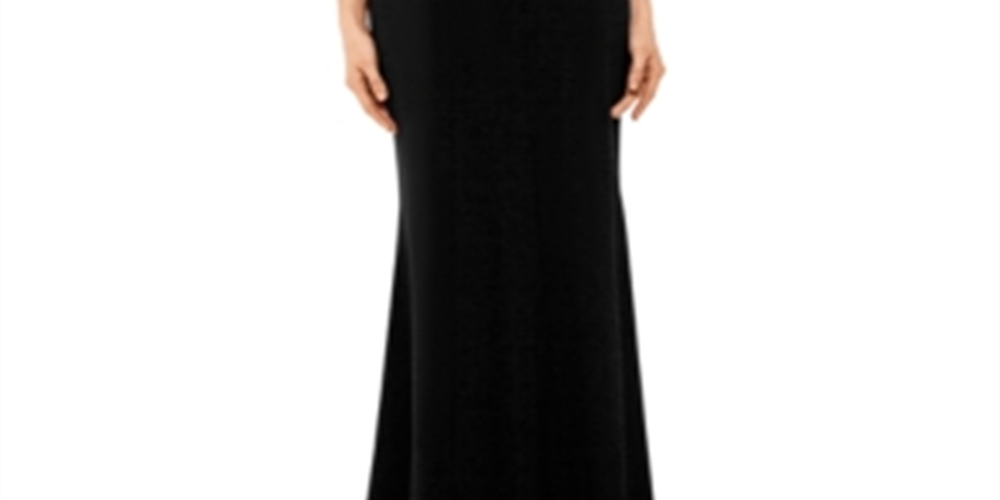Vestido de festa longo com alças finas e decote em V, preto, tamanho 8, Xscape, feminino