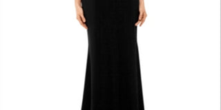 Vestido de festa longo com alças finas e decote em V, preto, tamanho 8, Xscape, feminino