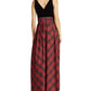 Vestido formal xadrez Ralph Lauren Agni Bedford feminino, preto, tamanho 14