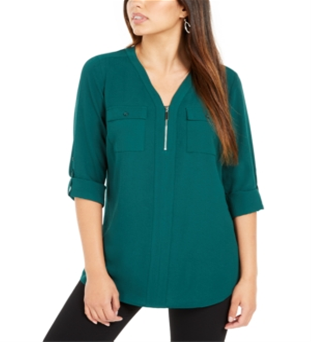 Blusa utilitária feminina NY Collection, verde, tamanho pequeno, médio