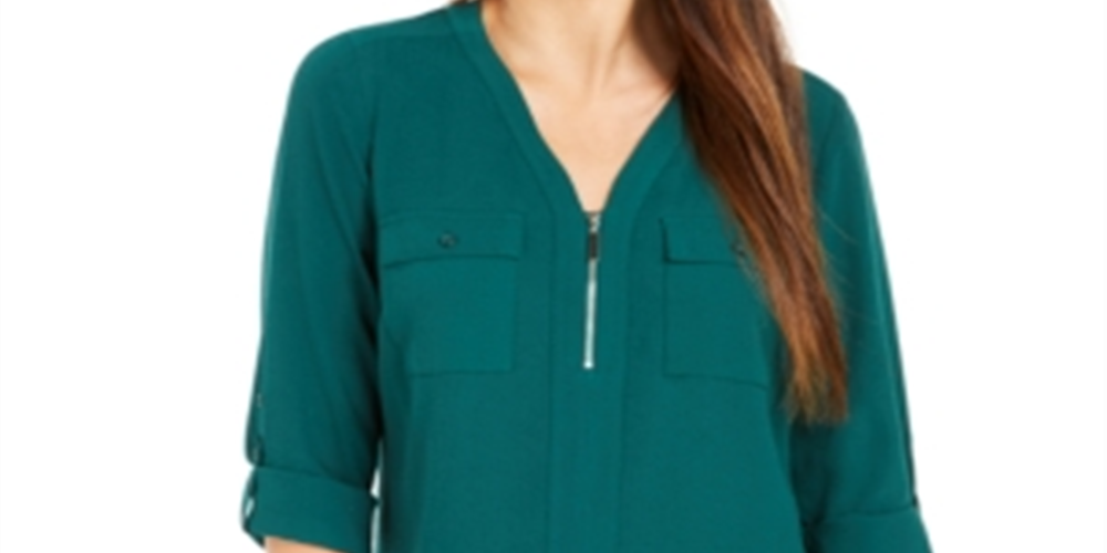 Blusa utilitária feminina NY Collection, verde, tamanho pequeno, médio