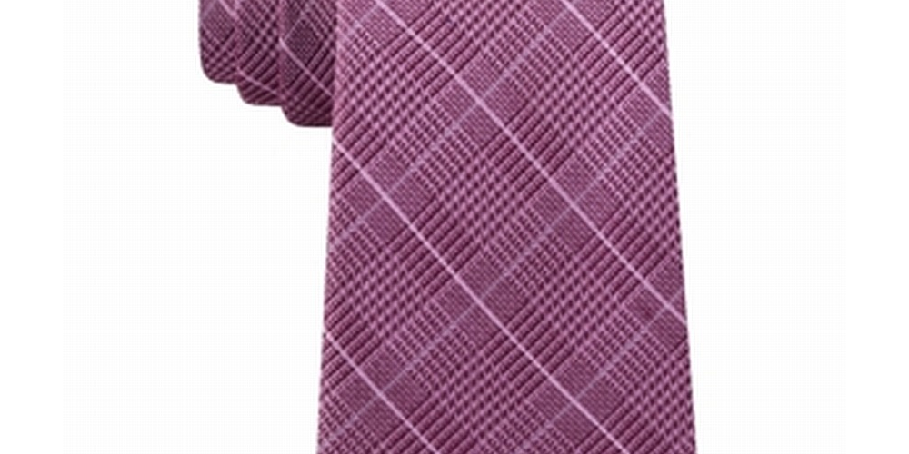 Gravata Michael Kors Masculina Elijah Check Xadrez Skinny Slim de Seda Rosa Tamanho Único