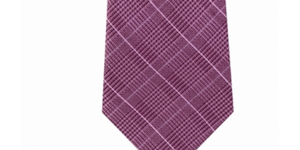 Gravata Michael Kors Masculina Elijah Check Xadrez Skinny Slim de Seda Rosa Tamanho Único