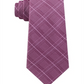 Gravata Michael Kors Masculina Elijah Check Xadrez Skinny Slim de Seda Rosa Tamanho Único