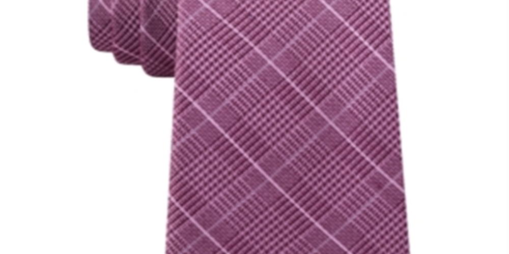 Gravata Michael Kors Masculina Elijah Check Xadrez Skinny Slim de Seda Rosa Tamanho Único