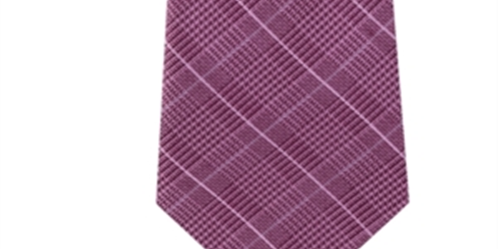 Gravata Michael Kors Masculina Elijah Check Xadrez Skinny Slim de Seda Rosa Tamanho Único