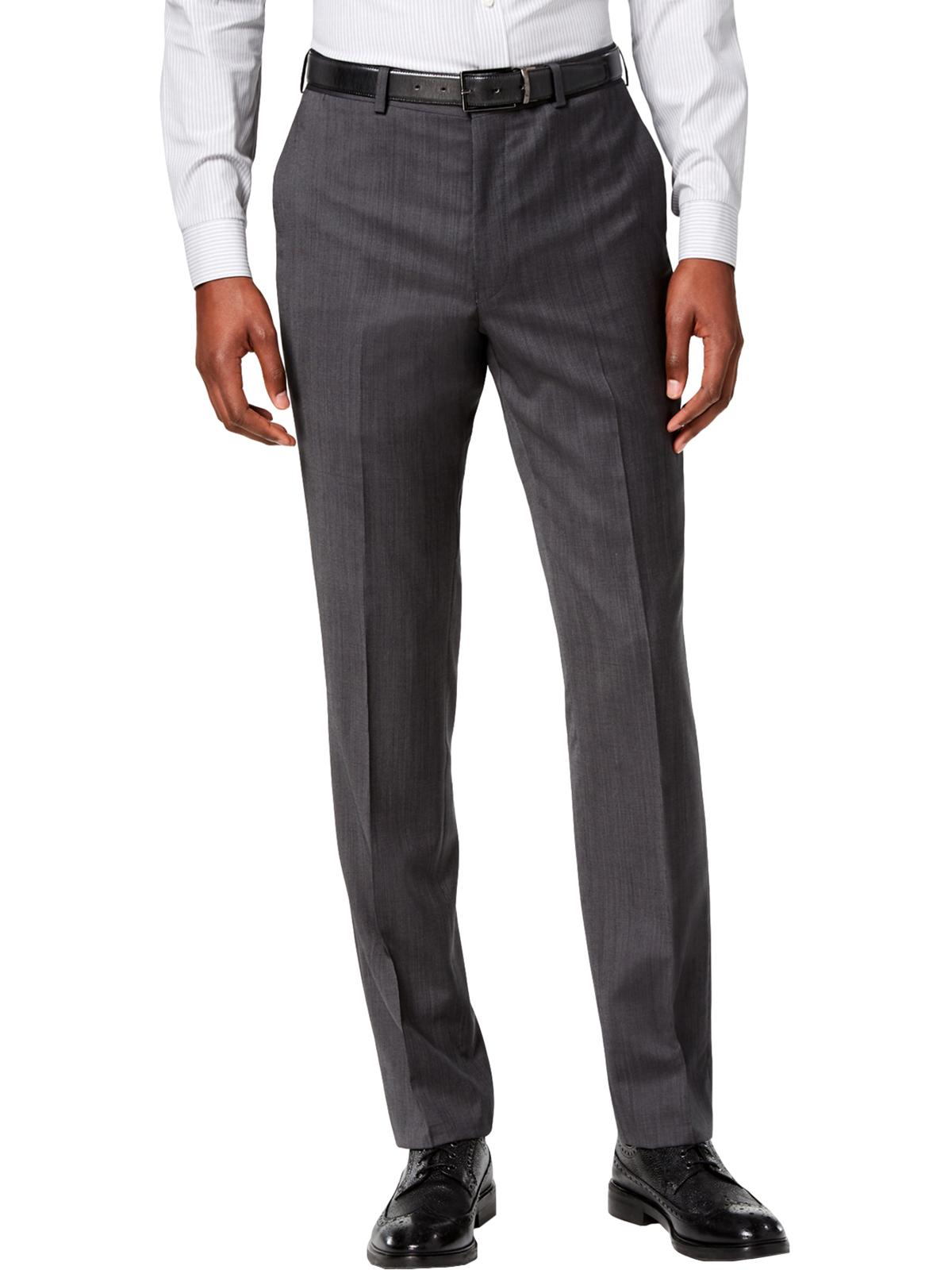 Calça de terno masculina DKNY Dean Modern Fit Tapered, preta, tamanho 38x30