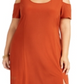 Vestido longo feminino NY Collection com ombros descobertos e decote alto e baixo, marrom, tamanho 3X