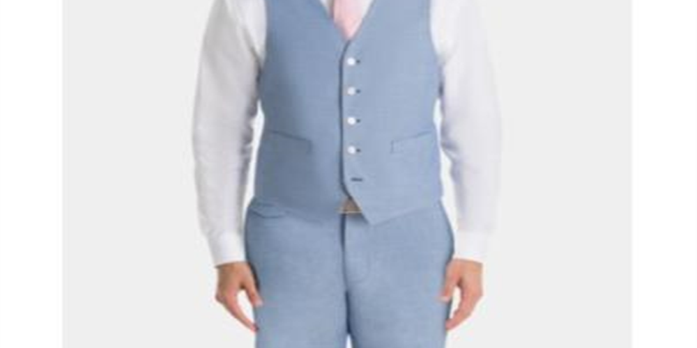 Colete Ralph Lauren UltraFlex Classic Fit Chambray Masculino Azul Tamanho XX-G