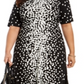 Vestido Alfani Feminino Estampado de Bolinhas e Gola Amarrada Preto Tamanho 12
