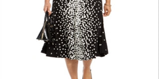 Vestido Alfani Feminino Estampado de Bolinhas e Gola Amarrada Preto Tamanho 12