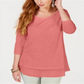 Top de chiffon feminino Style &amp; Co com bainha rosa, tamanho pequeno P