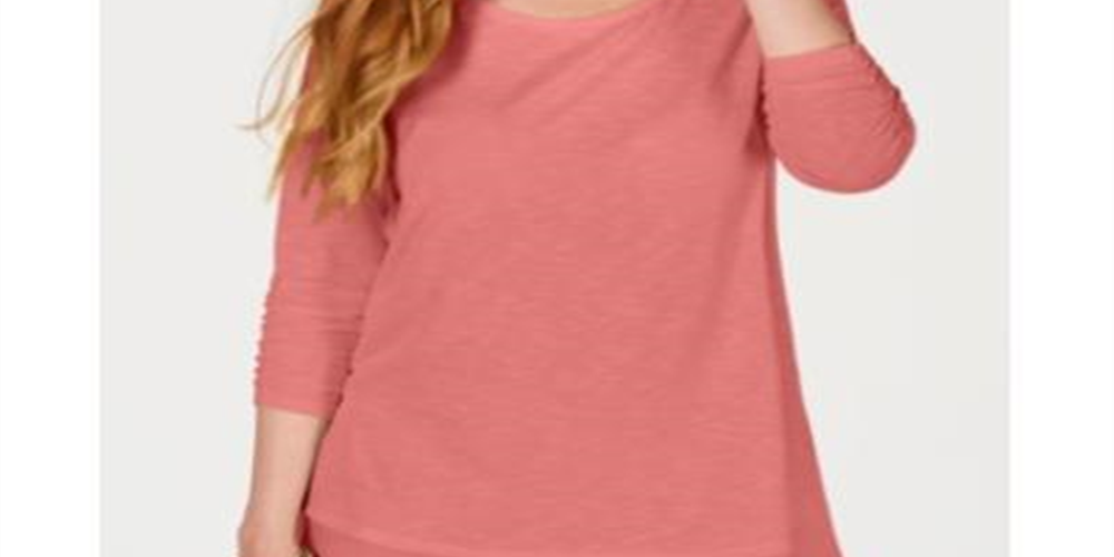 Top de chiffon feminino Style &amp; Co com bainha rosa, tamanho pequeno P