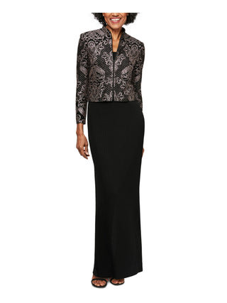 Alex Evenings Womne's Long Sleeve Maxi Sheath Dress Black-Size 8 Petite