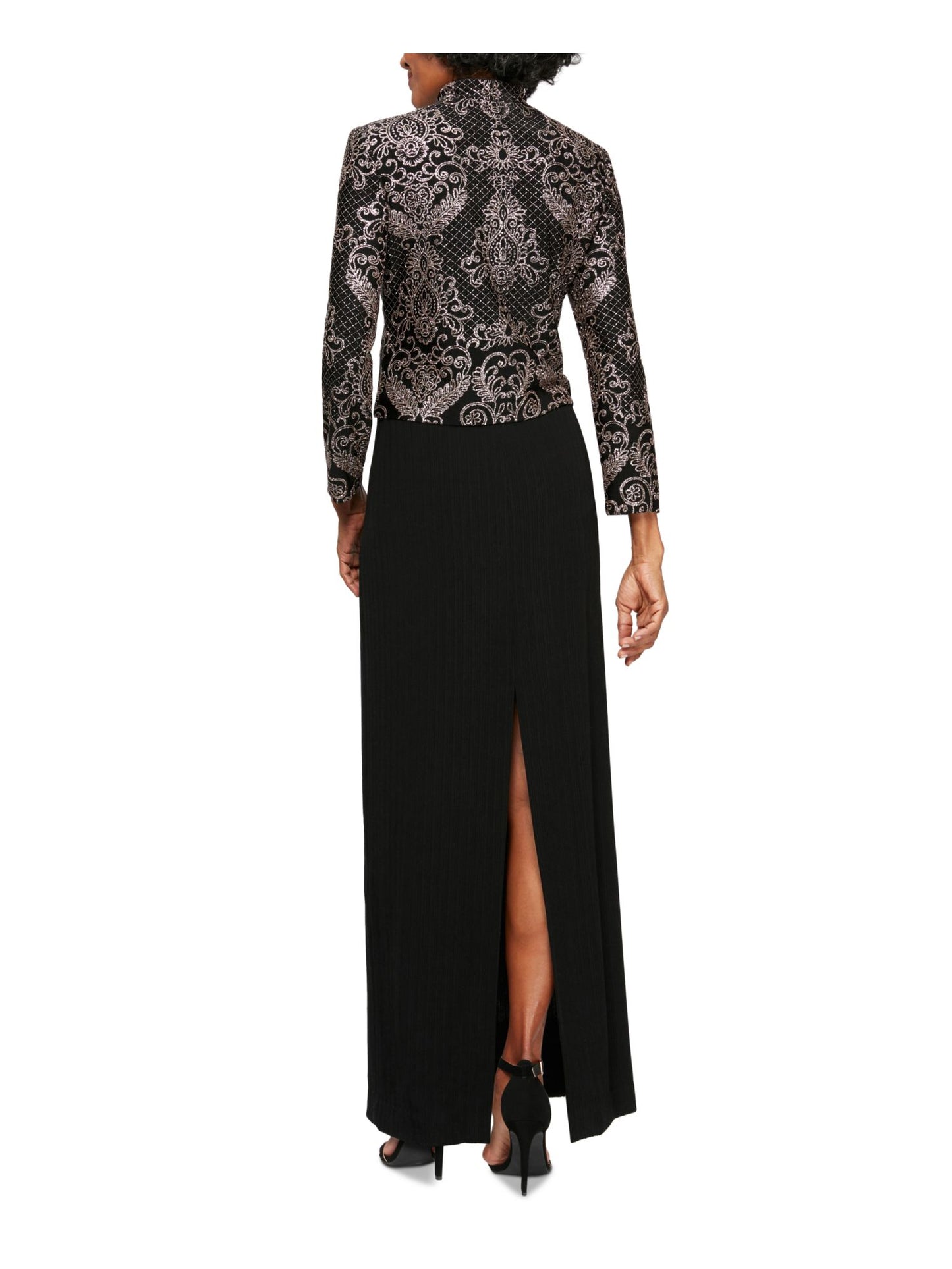 Vestido longo de manga comprida Alex Evenings para mulheres, preto, tamanho 8, pequeno